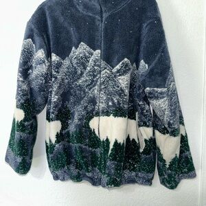 Country Woods Fleece Jacket Full Zip All Over Print Mountain Men's Size M